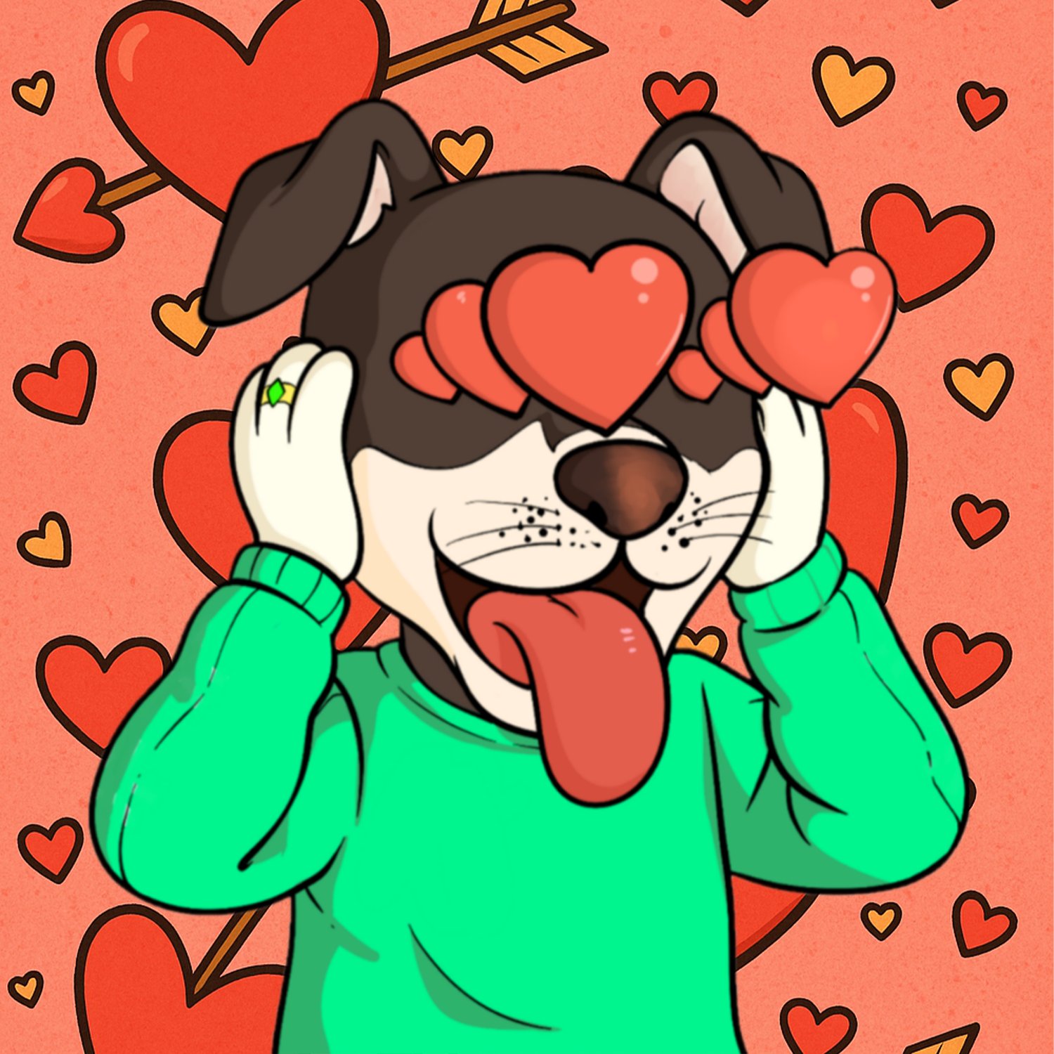 Chester with heart eyes