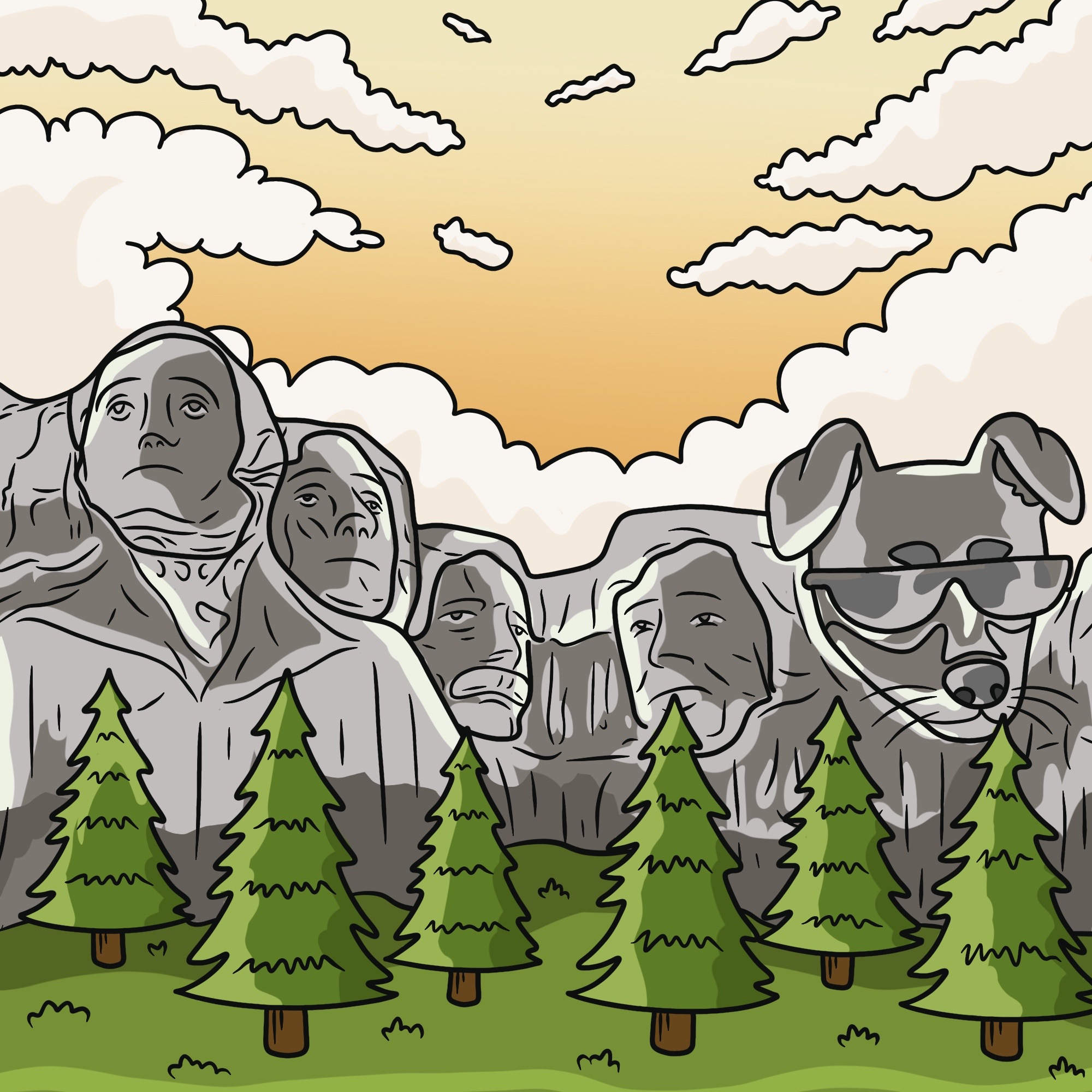 Chester on Mount Rushmore
