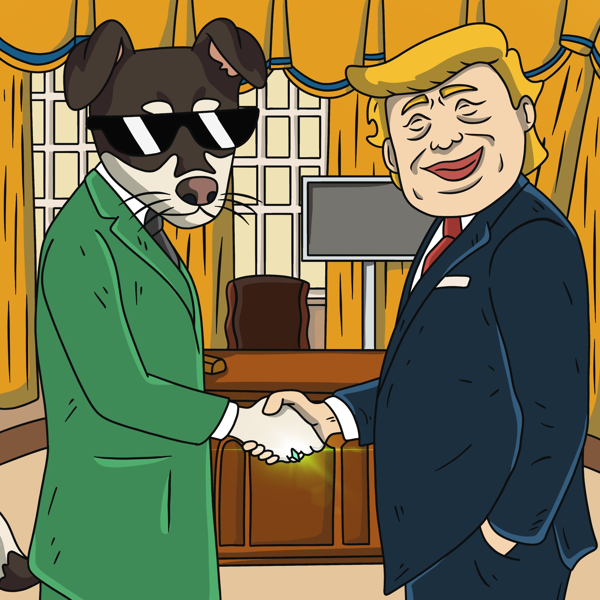 Chester shaking hands with Trump