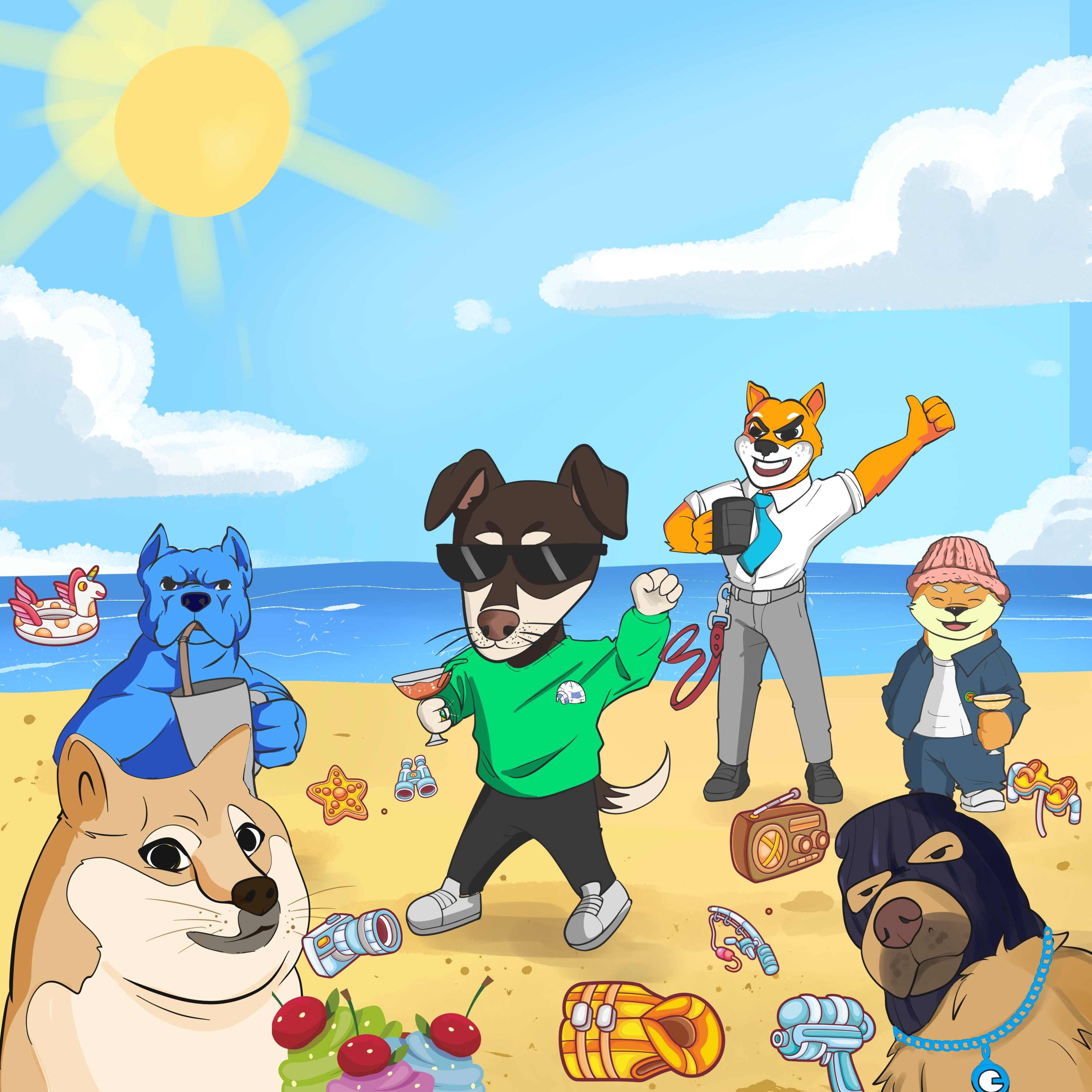 Chester and friends at the beach
